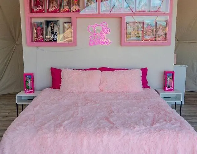 Luminous Cozy Dome With A Barbie Collection Above Bed In Willcox, Arizona Luxury tent Willcox